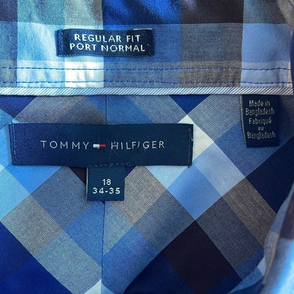 Tommy Hilfiger Sz 18/34  multi checkered long sleeve button down shirt - Picture 2 of 7